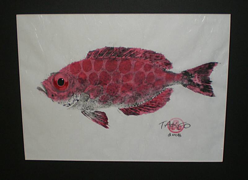 aweoweo, orginal fish print, watercolor art, painting. 